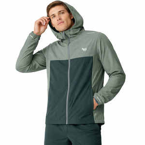 Bulk <b>Men</b>’s Sage Green Colorblock Hooded Windbreaker <b>Lightweight</b> Full Zip Outdoor Training <b>Men's</b> <b>Jackets</b> for Sportswear Buyers - Product Image 2