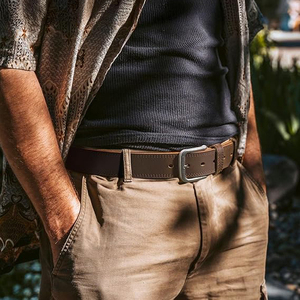 Cinturón de Cuero Genuino de Piel de Vaca Reversible Marrón Cognac de 3.5cm de Ancho con Hebilla de Pasador, Ajuste Personalizado, Casual, Duradero, Impermeable y Ecológico - Product Image 2