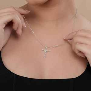Pear Cut Moissanite Diamond Cross Pendant 925 Sterling <b>Silver</b> Religious Party Gift for Friends Fine Jewelry <b>Charm</b> - Product Image 3
