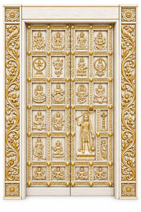 Puerta de Mandir de Madera de Teca Tallada a Mano con Diseño de Dashavatar Divino, Puerta de Templo de Madera Tallada con Dioses Hindúes Tradicionales del Reino Unido - Product Image 3