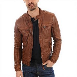 Nueva Llegada: Chaqueta de Cuero Marrón Claro SIXZIPP – Chaqueta Casual y de Motociclista para Hombre, Corte Ajustado, Cuero Premium, Exportación a Granel - Product Image 2