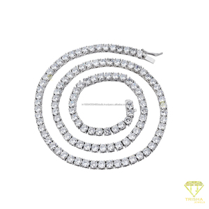 Rose <b>Gold</b> Plated 925 Sterling Silver <b>Tennis</b> <b>Necklace</b> Featuring Brilliant Pink Lab Grown Diamond Stones For Wholesale Buyers - Product Image 2