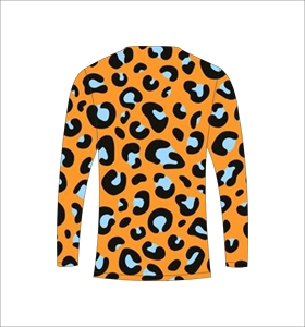 T-shirt de pêche à séchage rapide à manches longues imprimé léopard orange, sublimation athlétique pour l'entraînement - Product Image 2