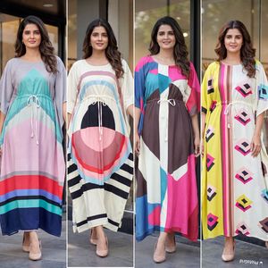Dernière collection d'été : Kaftan en crêpe imprimé pour un style décontracté au quotidien et au bureau, coupe confortable pour toutes les femmes, prix avantageux. - Product Image 3