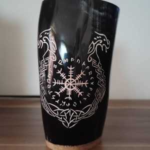 Jarra de Cerveza y Vino de Cuerno de Vaca Vintage con Diseño Marmoleado en Blanco y Negro, Vaso de Cóctel Ecológico Hecho a Mano para Regalos de Boda - Product Image 3