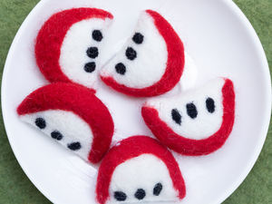 Rodajas de Manzana de Fieltro de Lana de 6 cm, Hechas a Mano, Juguete de Fruta de Fieltro, Suministro para Manualidades, Juguete Educativo, Venta al por Mayor - Product Image 3