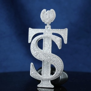 Iced Out Moissanite Dollar Sign <b>Pendant</b> 925 <b>Silver</b> Luxury HipHop Bling Charms <b>Pendant</b> Custom <b>Initial</b> Letter Name <b>Pendant</b> For Man - Product Image 5