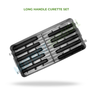 Kit d'instruments chirurgicaux pour la colonne vertébrale et la neurochirurgie : Curettes à long manche pour le curetage osseux et outils orthopédiques - Product Image 2