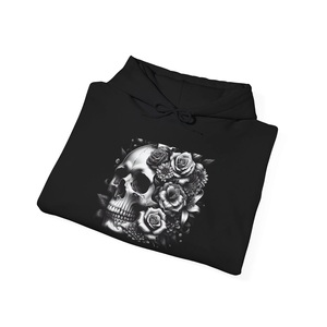 Sudadera con Capucha Bordada con Calavera Floral Gótica, Unisex, 100% Algodón, Sudadera Extra Grande de Felpa, Regalo Ecológico para Él/Ella - Product Image 3