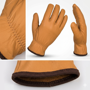 Goat Grain Leather Breathable Flexible Work <b>Gloves</b> Smooth Texture Straight Cuff Durable Anti-Slip General Purpose Safety <b>Gloves</b> - Product Image 5