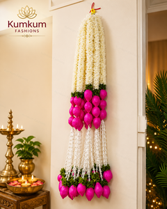 Guirnalda Artificial de Flores de Loto Jazmín, Decoración Colgante Hecha a Mano para Halloween, Graduación, Día del Padre, Centro de Mesa, Toran para Pared/Puerta - Product Image 6