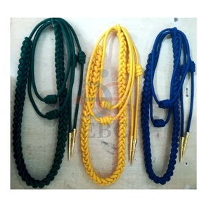 Vente en gros Fourragère Gold Tip Blue Black Aiguilette Longe Épaule Sifflet Cordon Tricoté à la main ou Fabriqué à la machine Matériau fin - Product Image 1