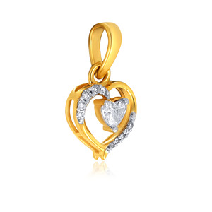 Pendentif Cœur Ouvert Doré de Luxe avec Détail Cœur Flottant et Bordure Scintillante Décorative – Bijou Tendance - Product Image 2