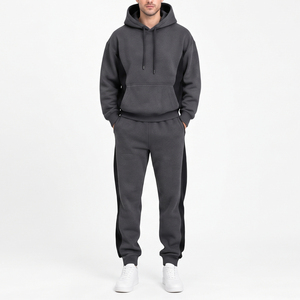 <b>Mens</b> Autumn Winter Knitted Printed Hooded Sweatshirt and <b>Trousers</b> <b>Sports</b> Two Piece Casual Tracksuit Set Sportswear Custom Design - Product Image 2