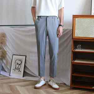 <b>Mens</b> High Waist Straight Fit <b>Trousers</b> In Beige Black Gray <b>White</b> And Light Gray With Side Pockets Anti-Wrinkle Smart Casual Style - Product Image 2