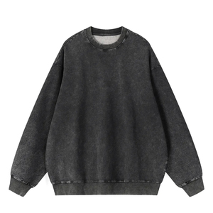 เสื้อสเวตเชิ้ตคอกลมผ้าฝ้ายวินเทจสุดหรู 100% สำหรับผู้ชาย ล้างสีแบบแอซิดวอช พิมพ์ลายดิจิตอลตามสั่ง - Product Image 5