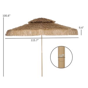 Ombrellone da Patio Hula Thatched Tiki da 3 m con 8 Stecche, Protezione UPF30+, Materiale in Poliestere - Product Image 3