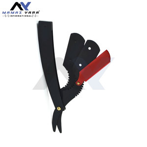 มีดโกนหนวดแบบตรงสีแดงและสีดำสำหรับร้านตัดผมมืออาชีพ - Product Image 2