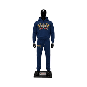 Conjunto Deportivo Personalizado Azul Marino con Sudadera con Capucha y Pantalones Jogger Estampados para Hombre, Ropa Deportiva Casual al por Mayor - Product Image 1