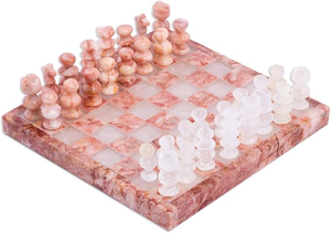 Jeu d'échecs en résine de luxe, fait main, écologique, bleu/ivoire, avec figurines, idéal pour les fêtes et les cadeaux, CRAFT - Product Image 3