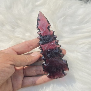 Vente en gros – Pointe de flèche en obsidienne violette de 8 pouces, pierre précieuse de qualité supérieure, nouveau look fantaisie, gravure sculptée, cristal naturel, art Reiki - Product Image 3