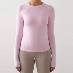 Haut de sport moulant personnalisé pour femme, anti-boulochage, extensible dans quatre directions, à manches longues avec passe-pouce - Product Image 6