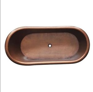 Freestanding Copper <b>Bathtub</b> Oval <b>Metal</b> Handmade Luxury Soaking Industrial Bath Barrel for Bathroom Home Villa - Product Image 2