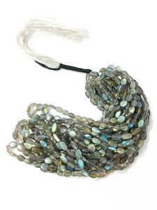 Perles ovales lisses en labradorite naturelle 5x7mm, perles en labradorite feu, brin de 13 pouces, perles de pierres précieuses en vrac pour la création de bijoux - Product Image 1