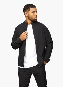 Conjunto deportivo ajustado para hombre, de algodón y poliéster, con chaqueta con cremallera y pantalones jogger, tela transpirable y elástica, ideal para el gimnasio. - Product Image 4