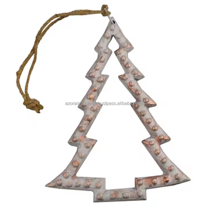 Adorno colgante en forma de árbol de Navidad con diseño de metal de aluminio de calidad con diseño de Acabado plateado - Product Image 4