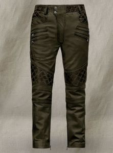 กางเกงหนังสีเขียวมะกอกแบบ Outlaw Burnt - Product Image 1