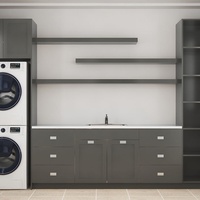 Meuble de buanderie Senger Villa avec machine à laver encastrée, armoire de rangement pour appartement avec tiroir, armoire de rangement personnalisée pour buanderie