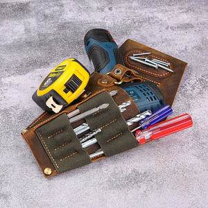 Étui de ceinture en cuir véritable pour outils électriques, robuste, pour électricien, charpentier, travaux de construction, pochette de travail en alliage, automatique - Product Image 5