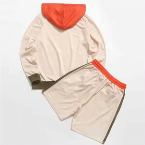 Ensemble sweat à capuche color block YourBrand unisexe décontracté coupe ample toutes saisons en coton tricoté, ensemble short 2 pièces - Product Image 3