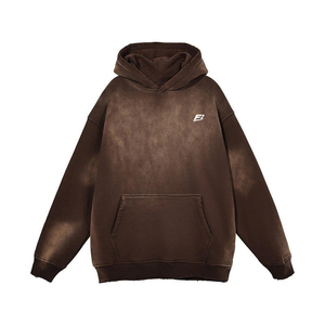 Sudadera con capucha OEM personalizada para hombre, de algodón grueso, estilo vintage lavado, teñida lisa, con efecto ácido, venta al por mayor Y2K - Product Image 5