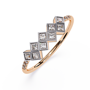 แหวนทองคำแท้ 14k ทรงคลาสสิคประดับเพชรทรงปรินเซสและทรงกลมด้านข้าง สำหรับผู้หญิง เหมาะสำหรับเป็นของขวัญ งานหมั้น วันครบรอบแต่งงาน - Product Image 3