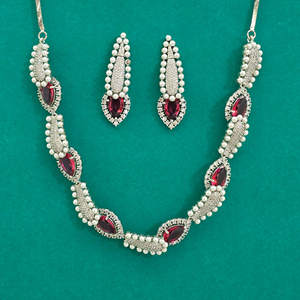 Exportador de Joyería Artificial de Moda en India, Collar de Diamantes Americanos con Baño de Rodio 440494 - Product Image 5