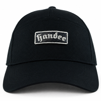 Casquette de golf 6 panneaux Handee noire, casquette de baseball avec logo brodé sur le panneau avant, ajustée, unisexe, décontractée, respirante, imperméable, 100 % coton