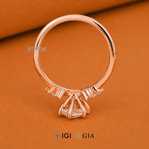 Bague de fiançailles en diamant marquise de 1,50 carat, bague en diamant cultivé en laboratoire certifiée IGI, bague de mariage en or rose, diamant CVD, cadeau de promesse - Product Image 5