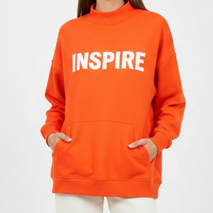 Sweat-shirt oversize respirant pour femme à col montant et devant long, coupe ample, écologique, pour automne-hiver, style décontracté - Product Image 1