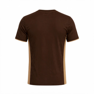 AMKOOR T-shirt à manches courtes marron pour homme, col rond, coupe régulière, évacuation de l'humidité, couleur unie, logo - Product Image 2