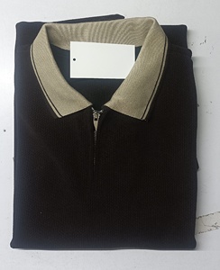 Camiseta Casual de Algodón con Cierre, Transpirable, de Secado Rápido, Color Sólido, Jacquard, Manga Corta para Hombre - Product Image 6