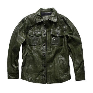 Veste en cuir de mouton véritable charbon de bois moutarde personnalisée col rabattu classique camionneur décontracté lisse léger robuste rebelle - Product Image 1
