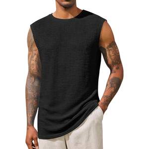 2025 hommes gaufre sans manches débardeurs XL athlétique Muscle été plage Hippie chemises avec capuche motif 3D pour une utilisation en salle de sport - Product Image 3