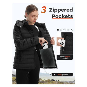 <b>Women's</b> <b>Packable</b> Puffer <b>Jacket</b> Lightweight Waterproof Warm Full Zip Quilted Winter Coat with Hood Casual Outdoor Cold Weather - Product Image 4