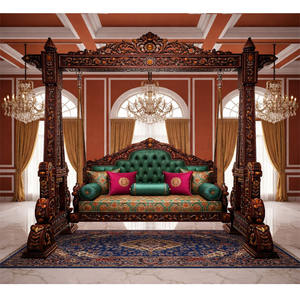 Columpio de Madera Tallado a Mano Estilo Palacio de Lujo, Jhula Antigua Pulida con Pilares de Diseño, Estilo Maharaja Rajwadi Oonjal USA - Product Image 1