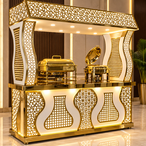 Comptoir de buffet King International Classic Modern Noir-Lattice Black Gold Illuminated en acier inoxydable |   Mariage dans un hôtel de luxe - Product Image 5