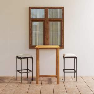 ชุดบาร์ในสวนทำจากไม้อะคาเซียเนื้อแข็งและโพลีราตันโพลีเอสเตอร์ สีน้ำตาลและครีม ทนทานและมีสไตล์ - Product Image 1