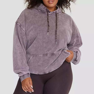 Sweat à capuche pour femme en coton épais, personnalisable, délavé à l'acide, nouveau design, haute qualité, couleur unie, respirant, écologique - Product Image 4