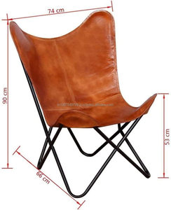 Leather Butterfly Living Room Decorative Dinning <b>Chair</b> Lounge <b>Chair</b> Dark Handmade with Powder Coated <b>Folding</b> Black Iron Frame - Product Image 2